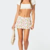Traveler Printed Denim Mini Skirt