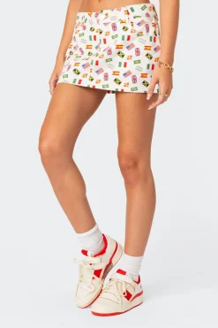 Traveler Printed Denim Mini Skirt