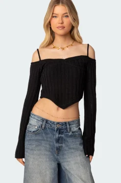 Triangle Hem Off Shoulder Sweater