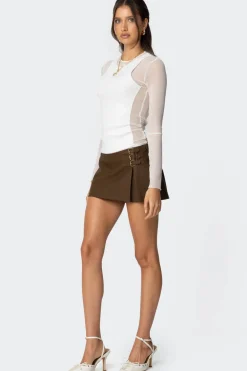 Triple Belt Faux Leather Mini Skort