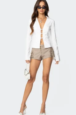 Triple Buckle Collared Top