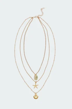 Triple Charm Layered Necklace