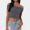 Triple Ruched Off Shoulder Top