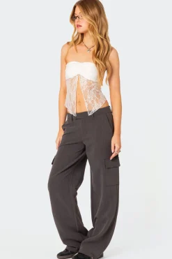 Twilight Sheer Lace Split Front Top