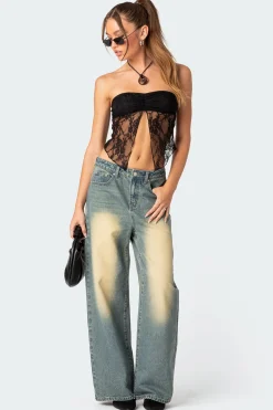 Twilight Sheer Lace Split Front Top