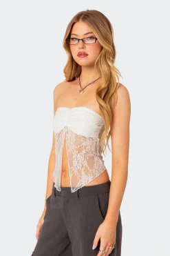 Twilight Sheer Lace Split Front Top