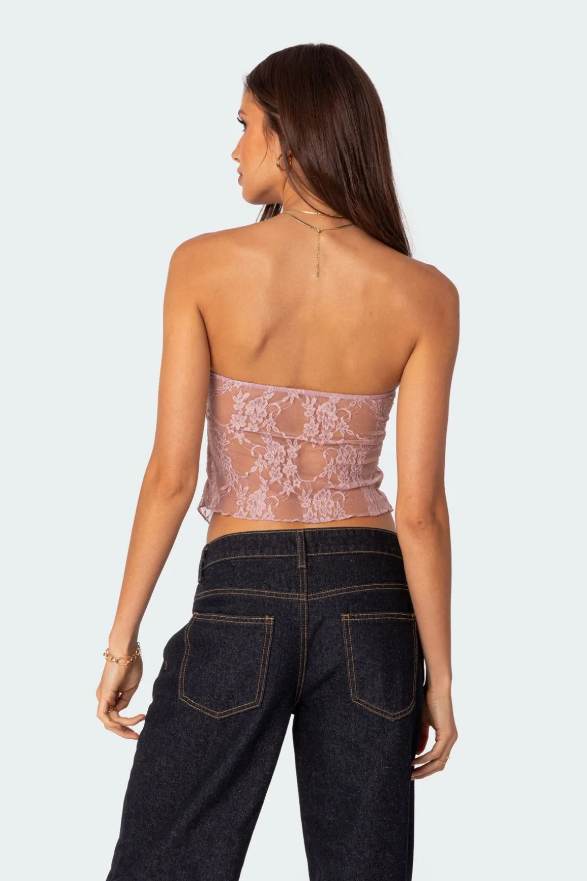 Twilight Sheer Lace Split Front Top