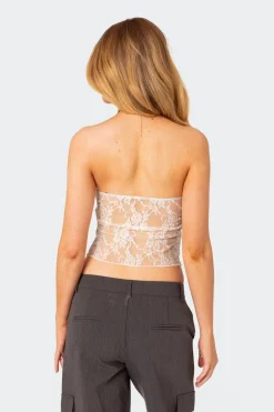 Twilight Sheer Lace Split Front Top