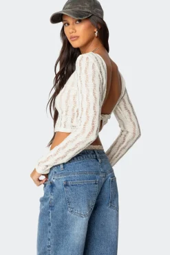 Twisted Back Textured Knit Top