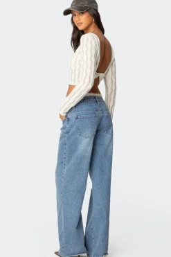 Twisted Back Textured Knit Top