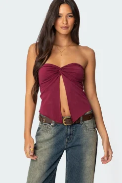 Twisted Split Front Tube Top