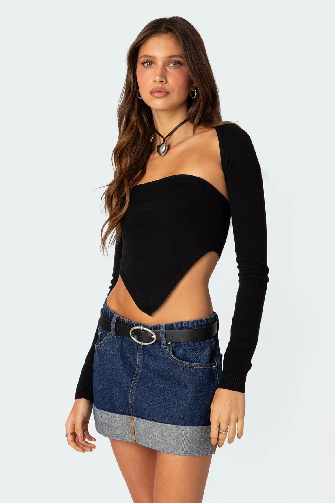 Two Piece Knit Triangle Shrug Top