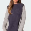 Two Tone Oversized Cable Knit Sweater
