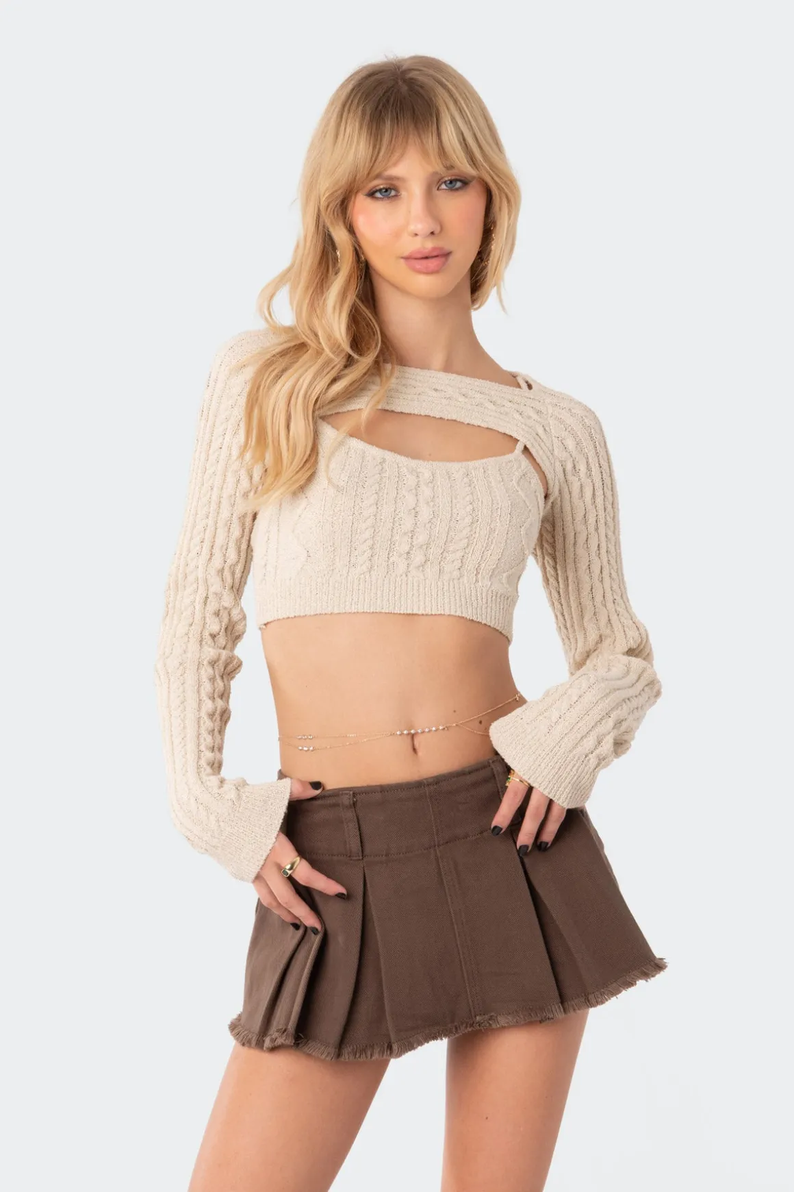 Two-Piece Cable Knit Top