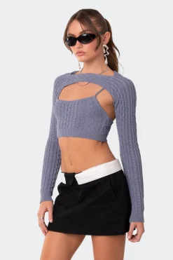 Two-Piece Cable Knit Top