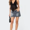 Uma Top Stitch Washed Denim Mini Skirt