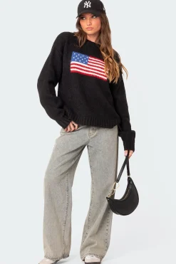 Usa Oversized Chunky Knit Sweater