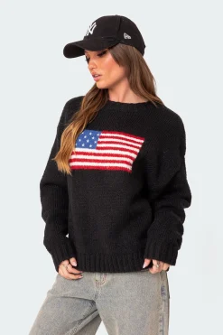 Usa Oversized Chunky Knit Sweater