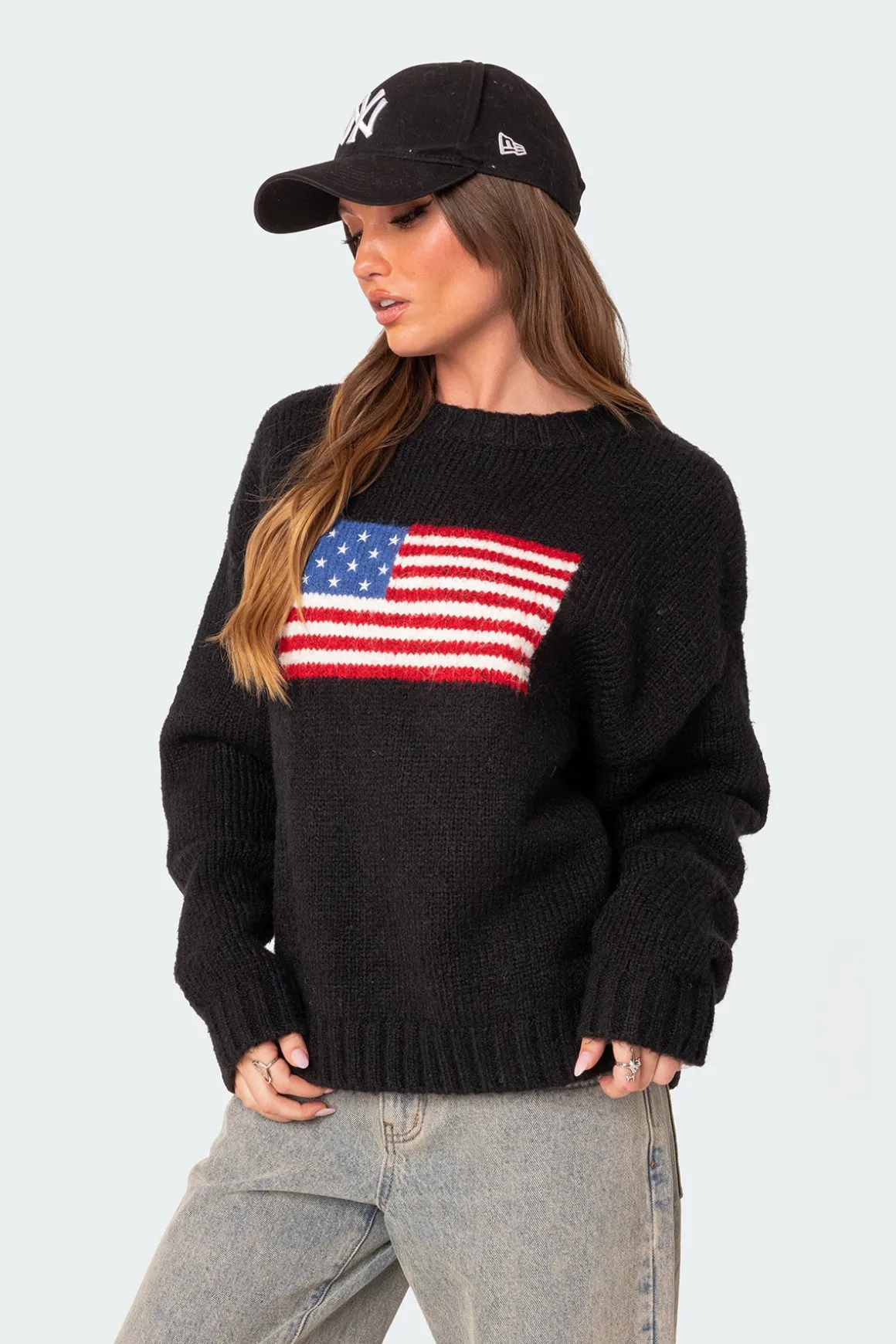 Usa Oversized Chunky Knit Sweater