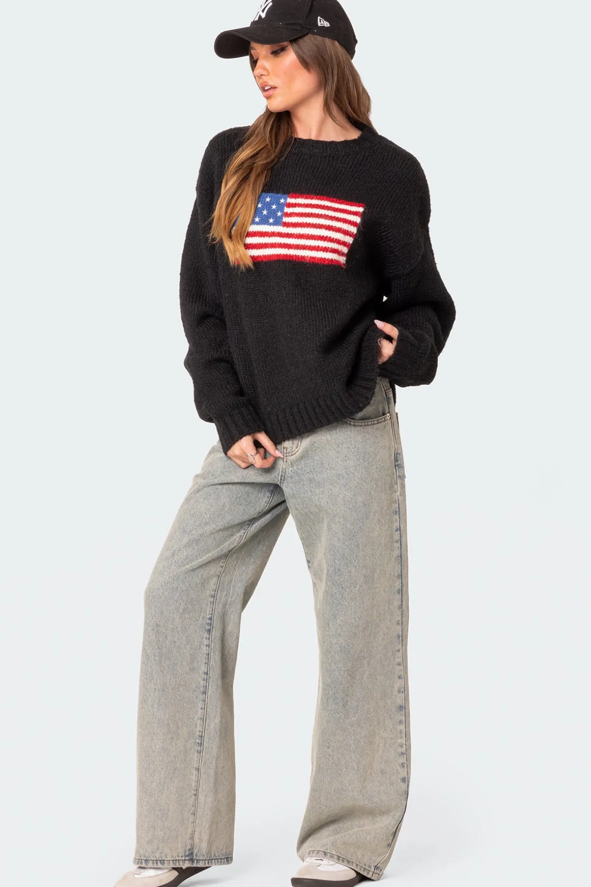 Usa Oversized Chunky Knit Sweater