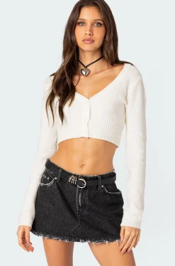 V Neck Cropped Cardigan