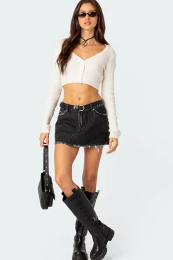 V Neck Cropped Cardigan