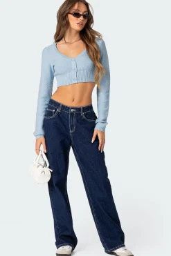 V Neck Cropped Cardigan