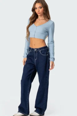 V Neck Cropped Cardigan