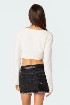 V Neck Cropped Cardigan