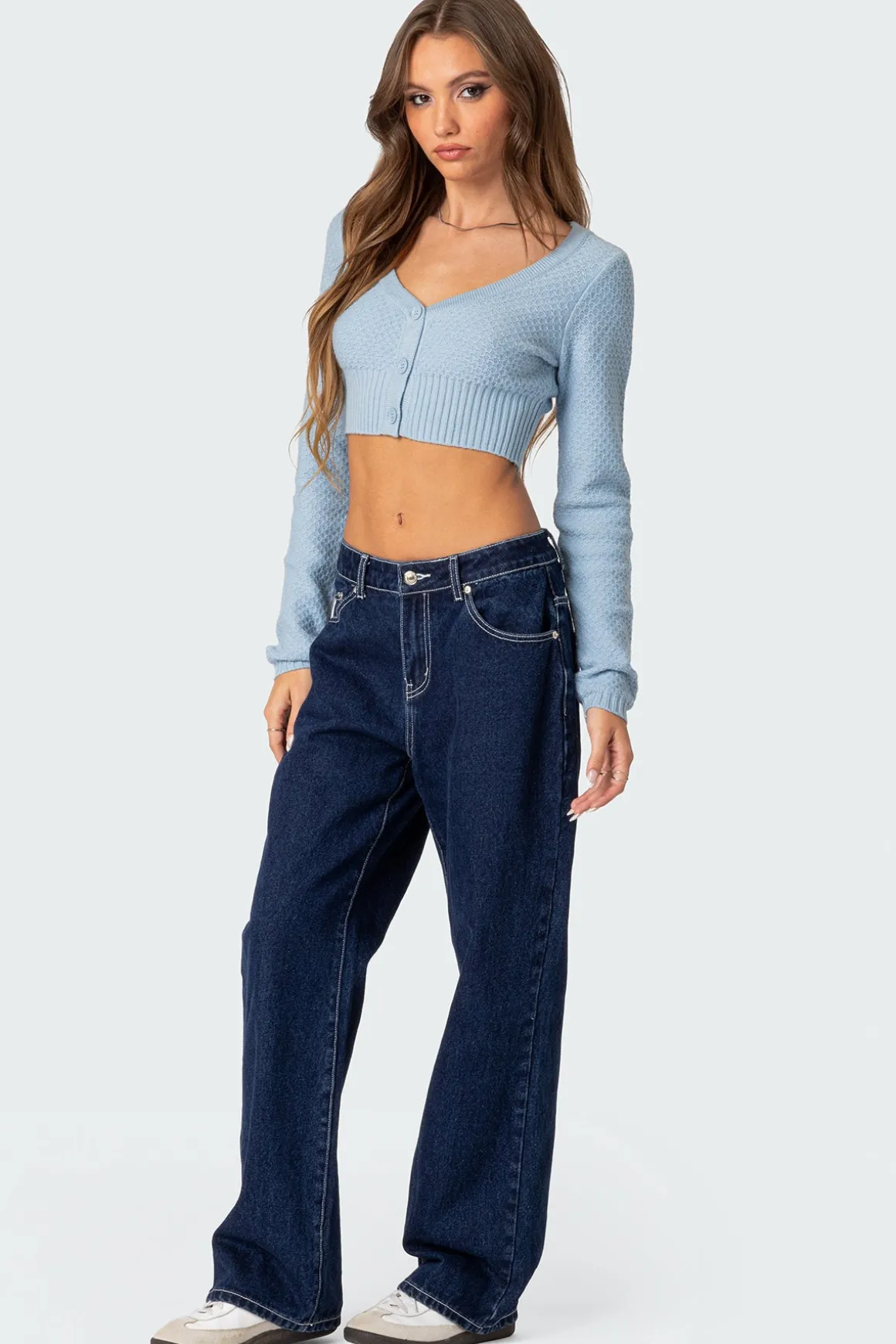 V Neck Cropped Cardigan