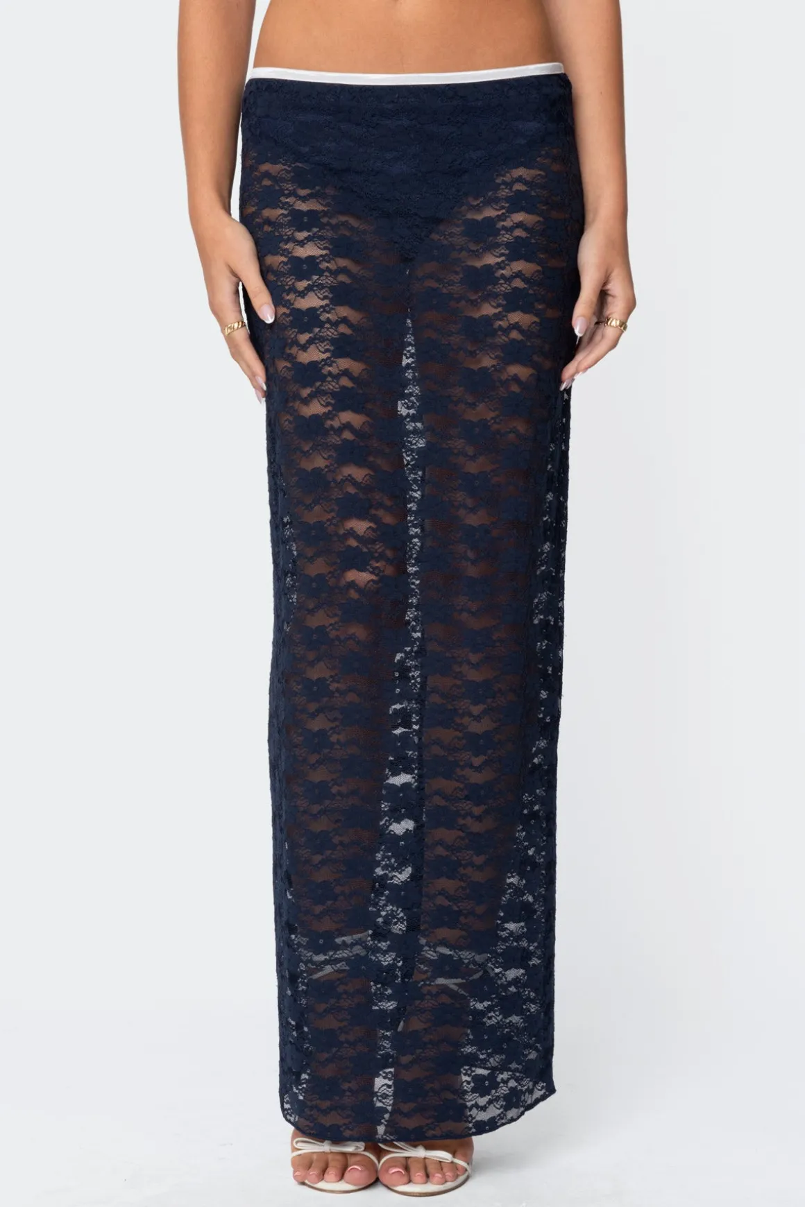 Vara Sheer Lace Maxi Skirt