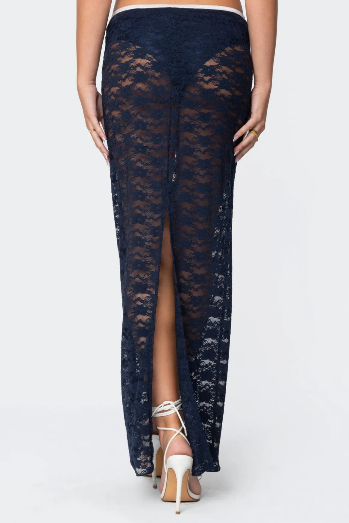 Vara Sheer Lace Maxi Skirt