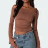 Velvet Tie Off Shoulder Top