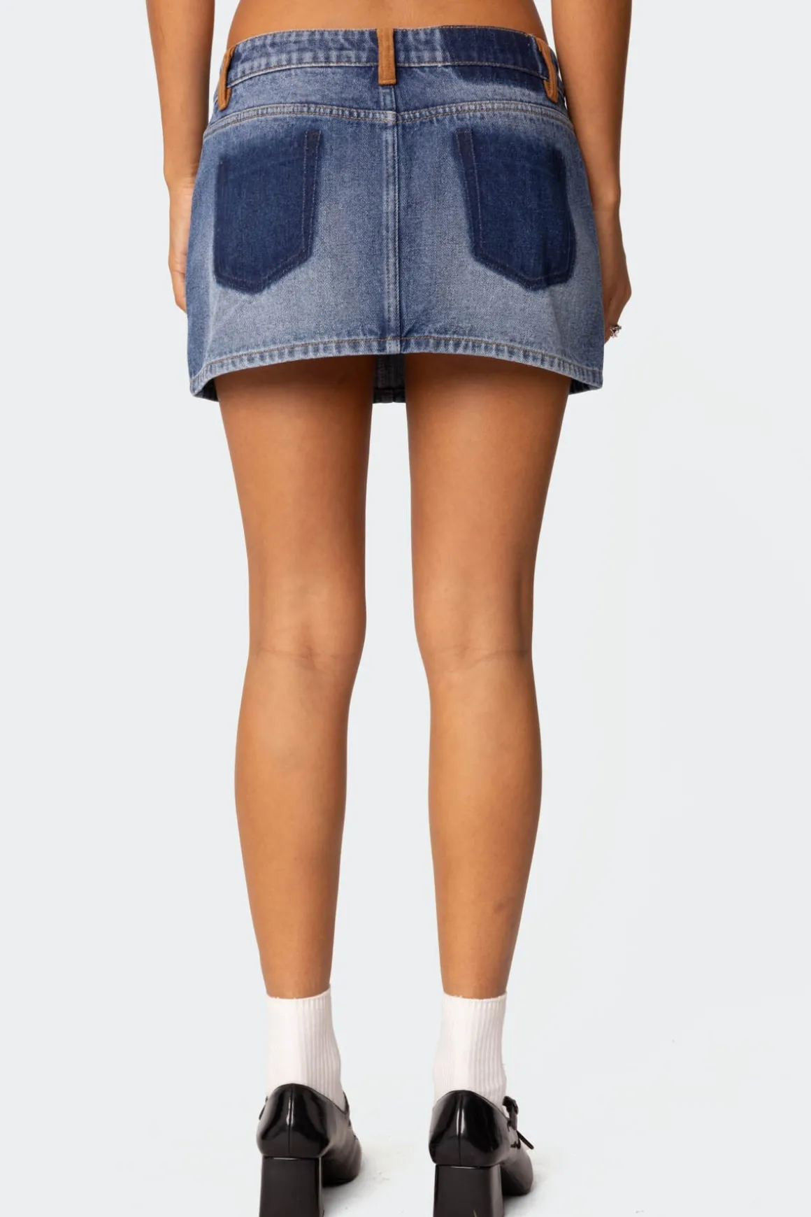 Vera Suede Trim Denim Mini Skirt