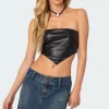 Vic Triangle Faux Leather Crop Top