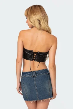 Vic Triangle Faux Leather Crop Top