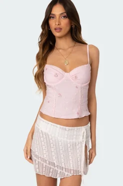 Victoria Embroidered Mesh Bra Top