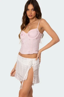 Victoria Embroidered Mesh Bra Top