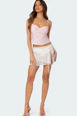 Victoria Embroidered Mesh Bra Top