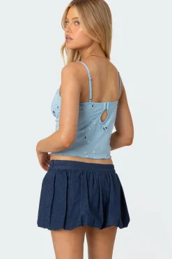 Victoria Embroidered Mesh Bra Top