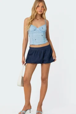Victoria Embroidered Mesh Bra Top