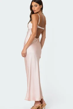 Vienna Open Back Satin Maxi Dress