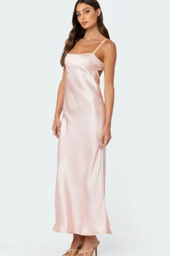 Vienna Open Back Satin Maxi Dress