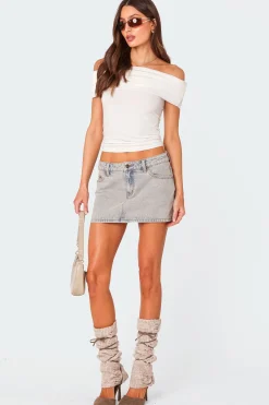 Vintage Washed Denim Mini Skirt