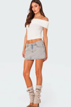 Vintage Washed Denim Mini Skirt