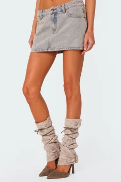 Vintage Washed Denim Mini Skirt