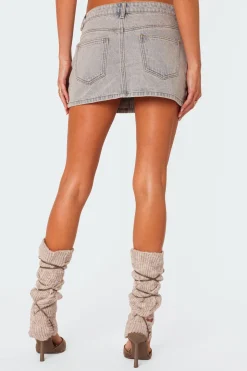 Vintage Washed Denim Mini Skirt