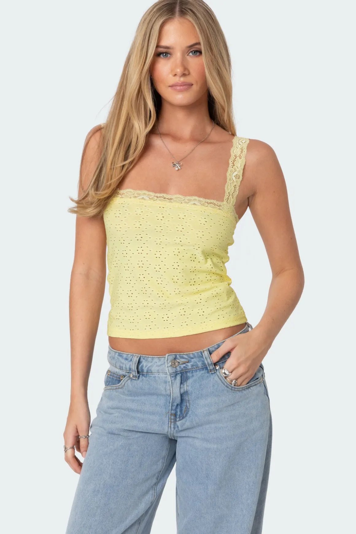 Virginia Lace Trim Eyelet Tank Top