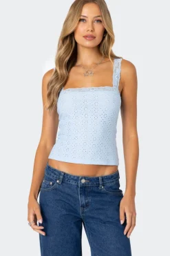 Virginia Lace Trim Eyelet Tank Top