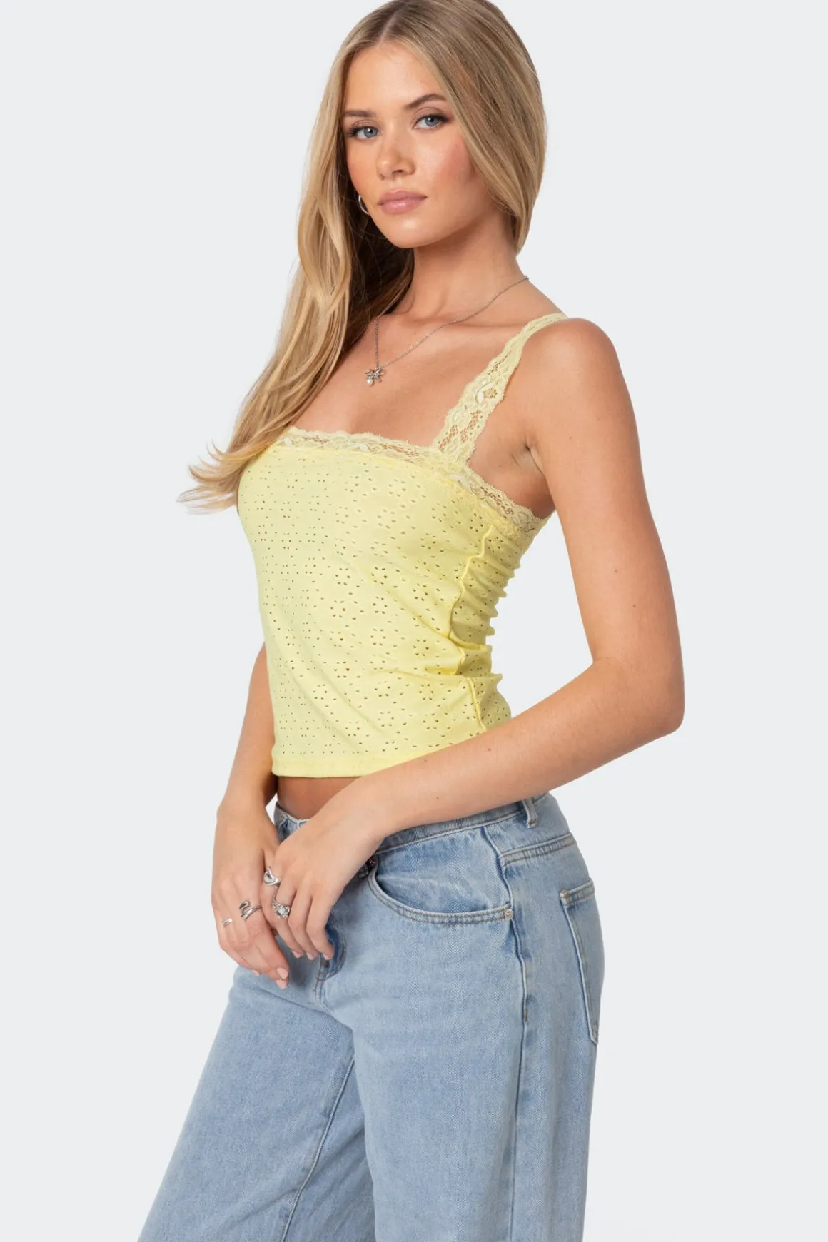 Virginia Lace Trim Eyelet Tank Top